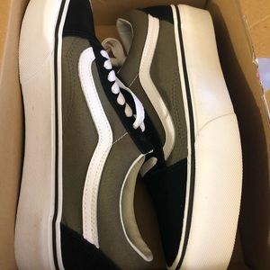 Black and Olive Platform Vans